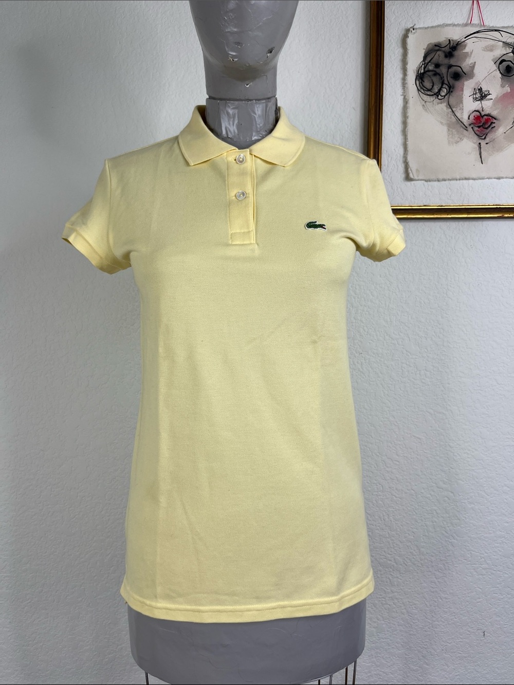 Lacoste Polo Pique Cotton Blend Short Sleeve Button Placket Top